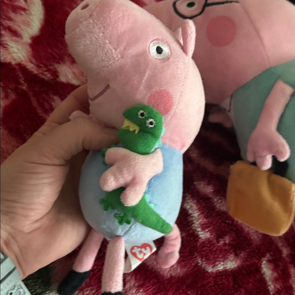 TY Peppa Pig George W/Dinosaur XL Jumbo Plush Doll Toy set - Picture 3 of 5